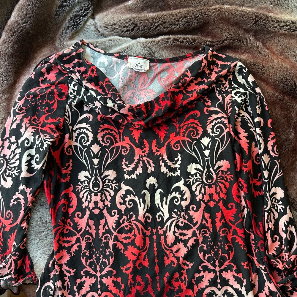 Red and Black Patterned Top